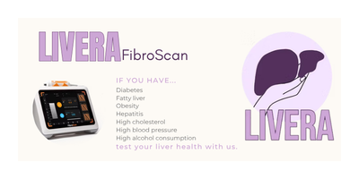 Livera FibroScan liver health assessment device with conditions including diabetes, fatty liver, obesity, hepatitis, high cholesterol, high blood pressure and high alcohol consumption - available at our Etobicoke Toronto clinic